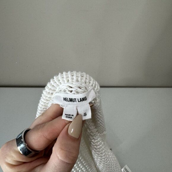 Helmut Lang Womens Sweater Small White 100% Linen Crochet Open Cardigan Beachy - Picture 10 of 10